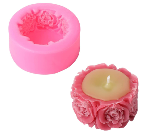 3D Rose Silicone Soap Mold Candle Mold Round Fondant Mold for Handmade Soap, Lotion Bar, Bath Bomb, Wax Crayon