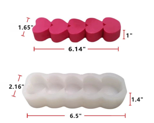 Love Heart Shape Column Silicone Candle Molds Making,for DIY Art Resin Epoxy Soap Candy Pudding Jelly Plaster Chocolate Home Interior Wedding Receptions Birthdays Party