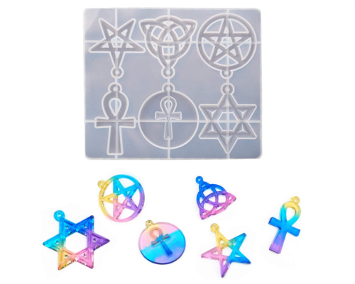 1PCS Silicone Resin Molds, Pentagram, Star, Celtic Knot, Cross,Epoxy Casting Resin Molds for Jewelry Making, Crafts DIY, Pendant, Key Chain, Ornament, Home Decoration