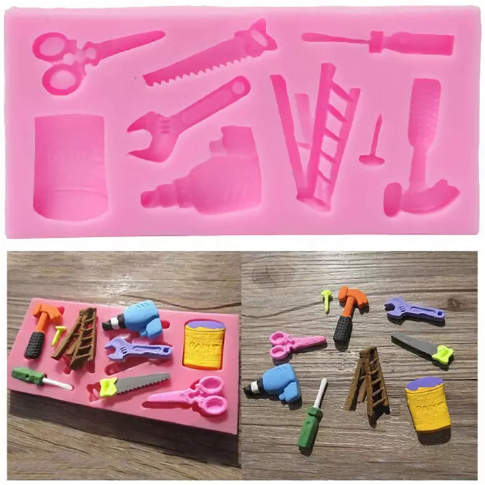 Hardware tools silicone jelly mold, ladder, hammer, screwdriver, scissors mold, Cake Decorating Tools Chocolate Mold ,Cupcake Decorating Topper Decoration Sugarcraft Icing Biscuit Decor
