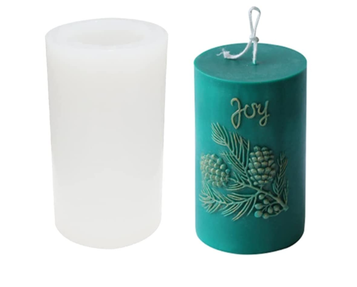 3D Cylinder Pine Cone Candle Mold,Silicone Clay Soap Mould for Making Soy Wax Beeswax Candles Handmade Art Craft