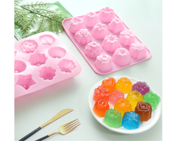 Flower Shape Chocolate Candy Molds,Flowers and Heart Shape Non- Stick Silicone Molds ,for Chocolate, Candy, Jelly, Ice Cube, Muffin Ice Cube Trays,Wedding, Festival, Parties