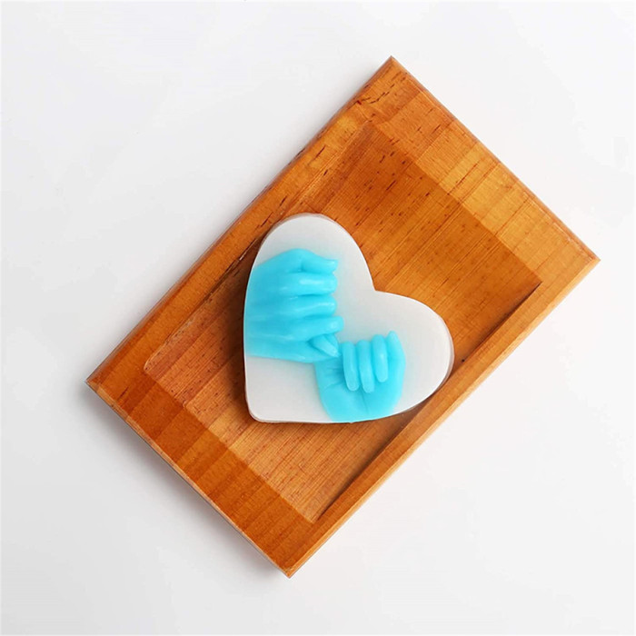 Heart Hand in Hand Valentine's Day Love Gift Mold, Agreement Promise Eternal Lover Heart Shaped Mold for Making Lotion Bars Bath Bombs Candle DIY Handmade Soap Cake Decor