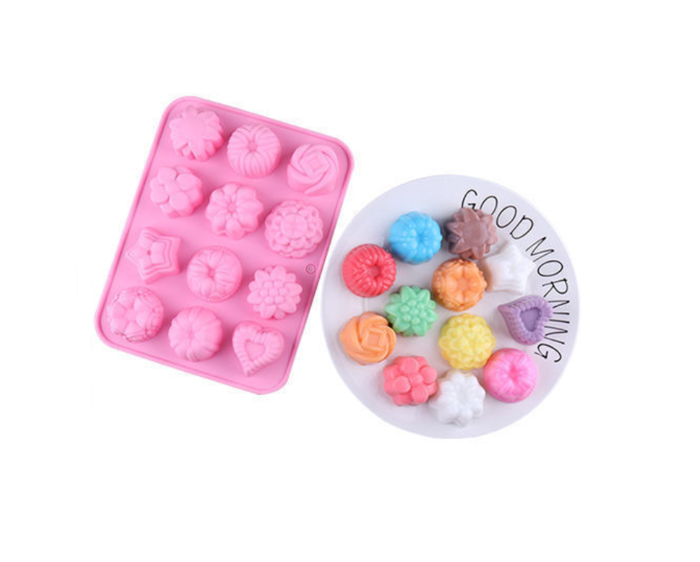 Flower Shape Chocolate Candy Molds,Flowers and Heart Shape Non- Stick Silicone Molds ,for Chocolate, Candy, Jelly, Ice Cube, Muffin Ice Cube Trays,Wedding, Festival, Parties