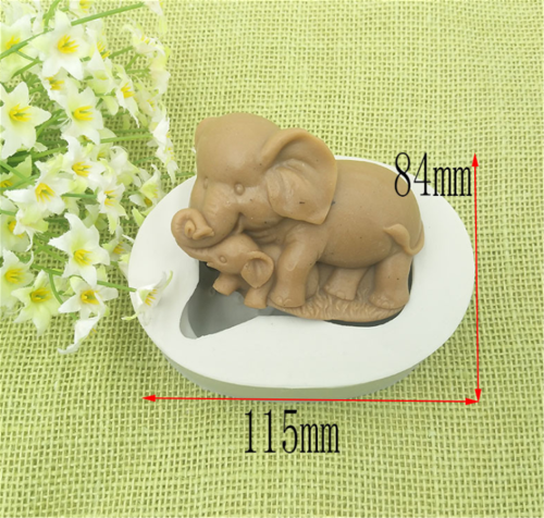 Mother and Baby Elephant Soap Molds, Elephant Silicone Molds for Chocolate Fondant Cake Decorating Baby Shower Art Silicone Soap Craft DIY Handmade Molds (Random Color)