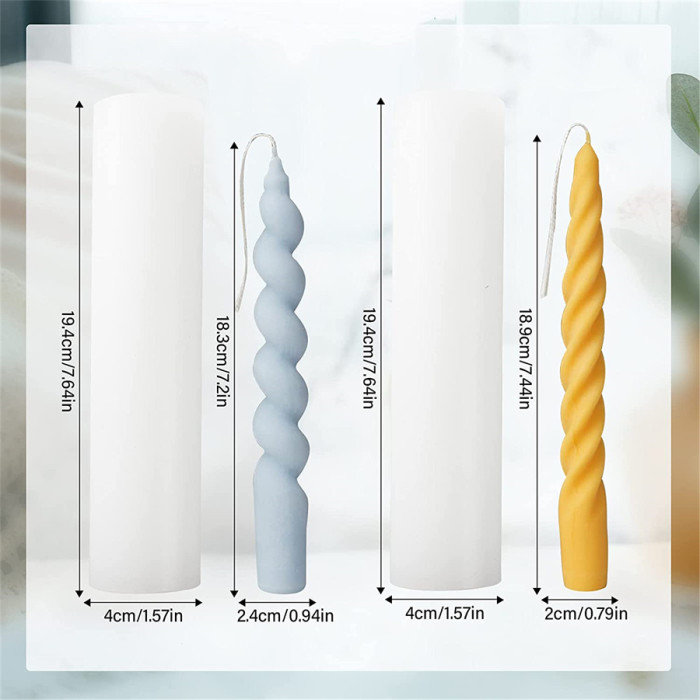 2 Pieces 3D Twisted Long Brush Holder Silicone Candle Mould Twist Rod Candle Mould Rotating Screw Rod Candle Mould