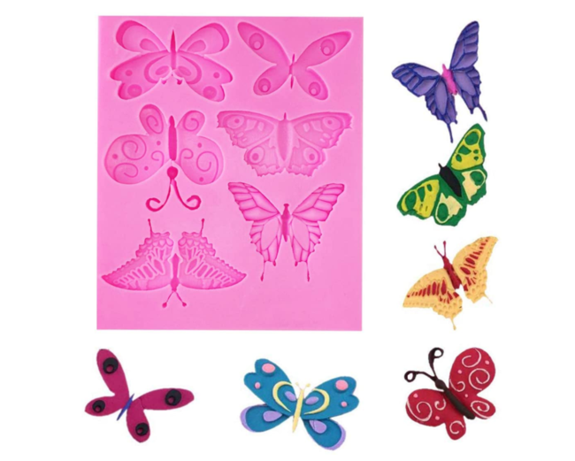 Silicone Butterfly Fondant Mold Cute 3D Mould Cake Topper DIY Decoration Baking Tool for Sugarcraft, Chocolate, Candle, Soap Making and Crafting