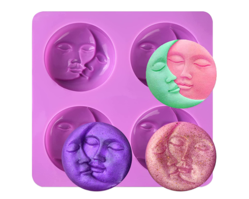 Sun and Moon Face Soap Molds for Soap Making, Bath Bomb Molds for Homemade Bath Bombs, Lotion Bar, DIY Resin Making, Wax, Polymer Clay