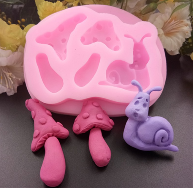 Mushroom,Snail Shape Food Grade Silicone Cake Molds Flexible Silicone Mold, Fondant, Candy, Icing, Biscuit Decor, Chocolate, Polymer Clay, Resin Mold, Epoxy
