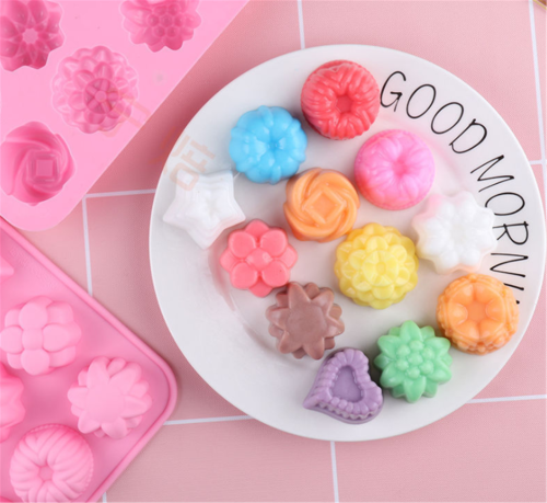 Flower Shape Chocolate Candy Molds,Flowers and Heart Shape Non- Stick Silicone Molds ,for Chocolate, Candy, Jelly, Ice Cube, Muffin Ice Cube Trays,Wedding, Festival, Parties
