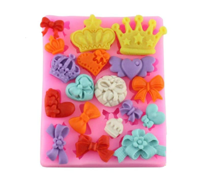 Cartoon Crown Bow Tie Silicone Fondant Cake Mold, Cupcake Jelly Candy Chocolate Moulds, Baking Tool Moulds, Baking Tool Cake Decorating