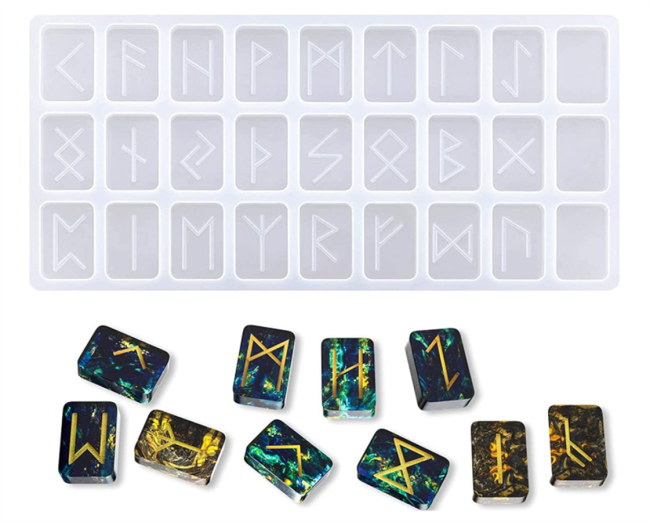 Rune Stones Resin Mold Silicone, Energy Symbol Futhark Letter Casting Epoxy Molds for DIY Craft Jewelry Pendant Making, Friend Gift