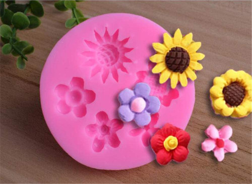 Sun Flower cake topper decoration Silicone mold for Chocolate Candy Sugar Craft Gum Paste Polymer Clay Crafting Projects Resin Mould(Random color)