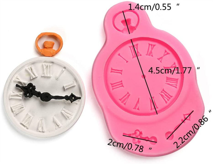 Fairy Tale Watch Small Clock Alice for DIY Cake Fondant Baking Biscuit Tray 3D Hard Desserts Drop Glue Decor Silicone Mold Tool