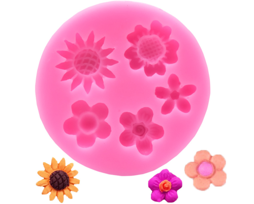 Sun Flower cake topper decoration Silicone mold for Chocolate Candy Sugar Craft Gum Paste Polymer Clay Crafting Projects Resin Mould(Random color)