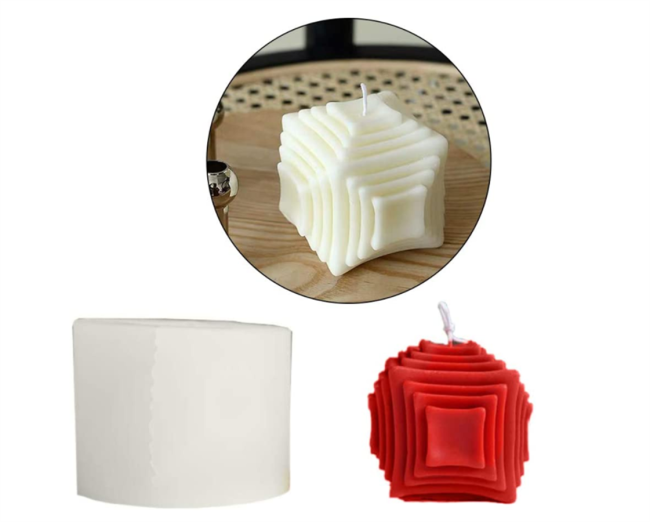 Candle Moulds,Silicone Moulds,Soap Moulds,Handmade Silicone Square Geometric Candle Molds DIY Stripes Scented Candle Making Art Craft Decoration