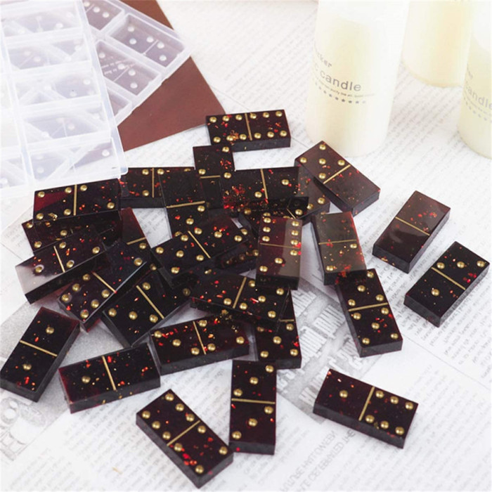 2 Pack Domino Mold for Resin Double Six Epoxy Resin Molds Silicone Molds for Personalized Dominoes Resin Casting Molds for DIY jewelry Making Pendant Game Molds