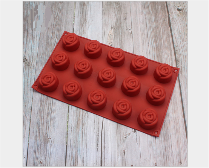 15 cavities Guest Soap Mold Rose Flower Round Soap Mold Chocolate Cake Jello Bath Bomb Pan Silicone Supplies(Random color)