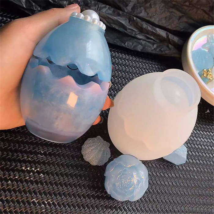 Resin Molds Egg Shape Jewelry Box Molds Storage Box Silicone Molds with Lid Trinket Box Mould for Epoxy Resin Casting Craft