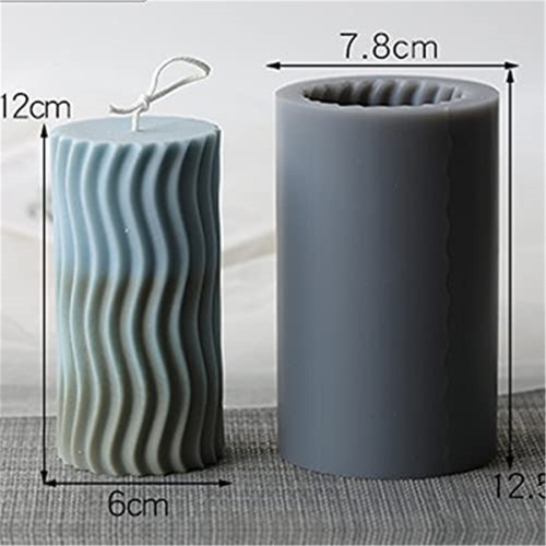3D Ripple Candle Mold Cylinder Silicone Candle molds for Candle Making Pillar Silicones Mold for Candle Making kit Scented Beewax Candle Candle Crafts Mould Aroma Plaster Resin Mold