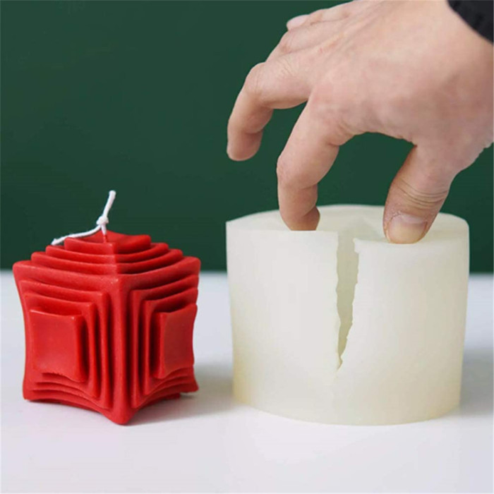 Candle Moulds,Silicone Moulds,Soap Moulds,Handmade Silicone Square Geometric Candle Molds DIY Stripes Scented Candle Making Art Craft Decoration