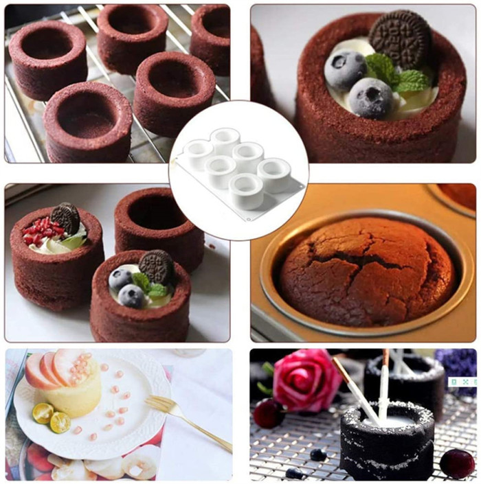 Pudding Cake Silicone Mold-6 Cavities Easter Candle Cup Cake Molds Mousse Baking Muffin Tart Utensil