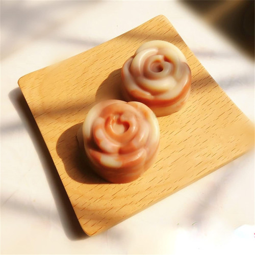 15 cavities Guest Soap Mold Rose Flower Round Soap Mold Chocolate Cake Jello Bath Bomb Pan Silicone Supplies(Random color)