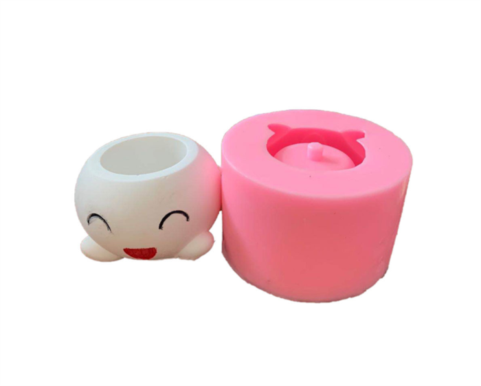 Silicone Flower Pot Mold, Smiley Succulent Planter Mold, Concrete Cement Clay Mould Candle Holder Mold