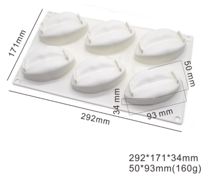 6 Cavities 3D Red Lips Baking Mold Lip Print Kisses Silicone Chocolate Candy Mold Mousse Cake Mold Mini Soap Mold for Soap Making Valentines Day Gift for White