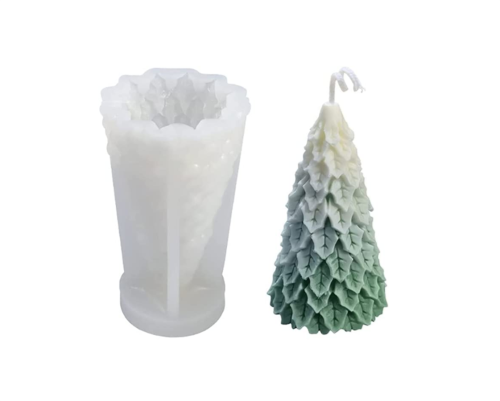 3D Christmas Tree Silicone Candle Mold for Candle Making, DIY Cake Decorating Candle Making Supplies, Xmas Pine Tree Resin Molds