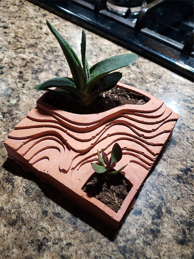 3D Terraced Field Shape Succulent Plant Flower Pot Silicone Mold Gypsum Cement Concrete Fleshy Flower Bonsai DIY Ashtray Candle Holder Mould for Indoor Outdoor Home Decor