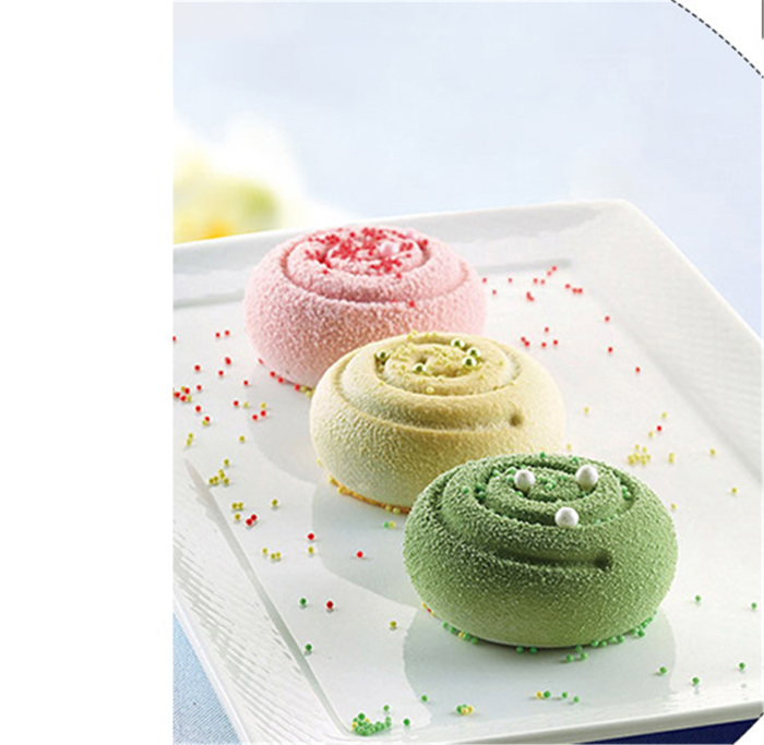 6-Cavity Round Sprial Design Silicone Mold for Handmade Soap, Cake, Jelly, Pudding, Dessert, Chocolate