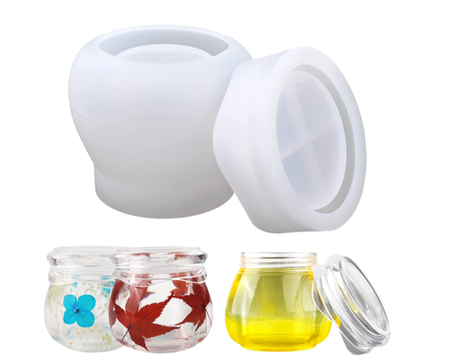 Bottle Resin Mold, Pudding Jars Silicone Resin Mold, Resin Jar Mold with Lid for DIY Storing Bottles Organizing Container, Resin Epoxy Casting Craft