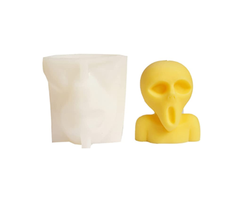 Halloween Candle Mold,Ghost Head Shaped Silicone Molds Handmade Wax Candles Soap Mould DIY Craft Epoxy Resin Mold for Candy Chocolate Cake Topper Home Decoration