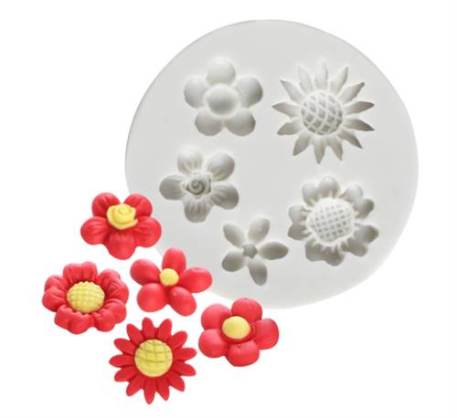 Chrysanthemum Silicone molds Flowers Chocolate Party Cake Decorating Tools DIY Sunflower Baking Fondant Silicone Mold (5 cavity flowers)