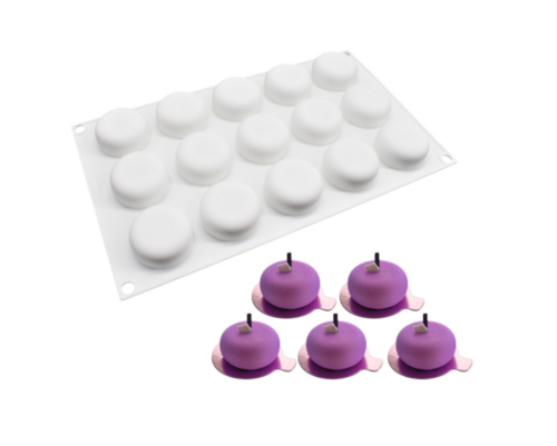 (15-Cavity) Silicone Molds for Baking Mousse Cake, 3D Silicone Baking Mold Tray for Candy Pastry Chocolate Truffle Cupcake Jelly Cookie Pudding Cake Decoration Mold