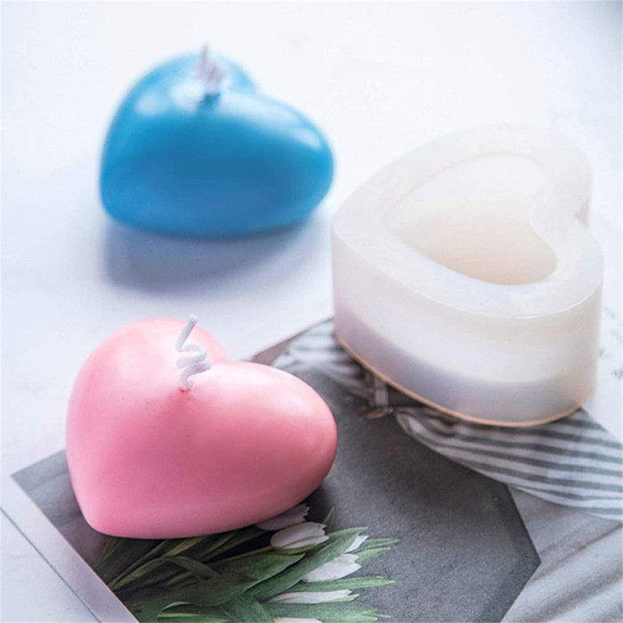 2 Pieces 3D Love Silicone Mold, Heart Shaped Aroma Gypsum Plaster Epoxy Mould, Non-Stick Heart Shape Mousse Dessert Mould Pendant Trays for DIY Soap, Handmade Candle, Soft Clay, Jewelry, Baking
