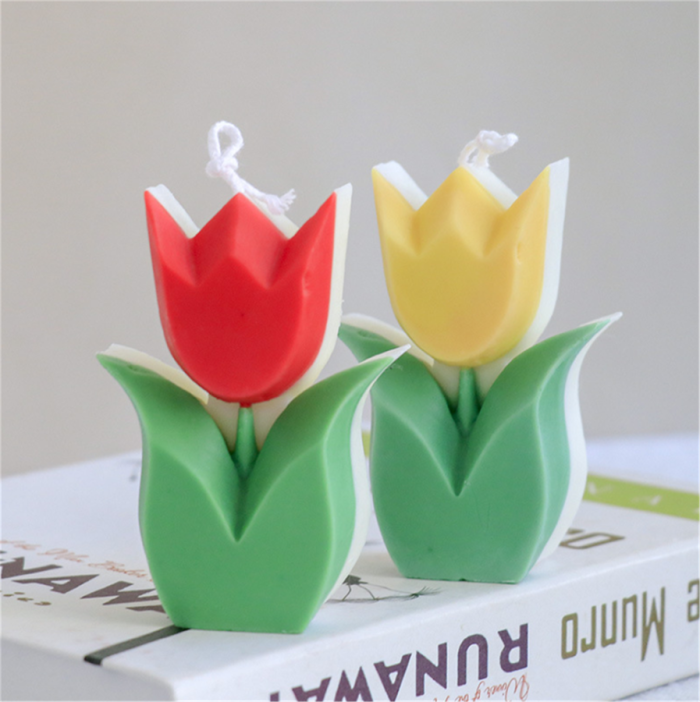 Geometric Flower Series Candle Silicone Mold DIY Tulip Aromatic Candle Making Resin Soap Mold Gifts Craft Home Decor Supplies