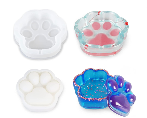 Resin Molds Cat Claw Series 2 Sets, Resin Molds Ashtray, Jewelry Box Resin Mold, Used for Epoxy Resin Molds Resin Casting，DIY Resin Mold Handicraft Production，Home Decoration, Jewelry Storage