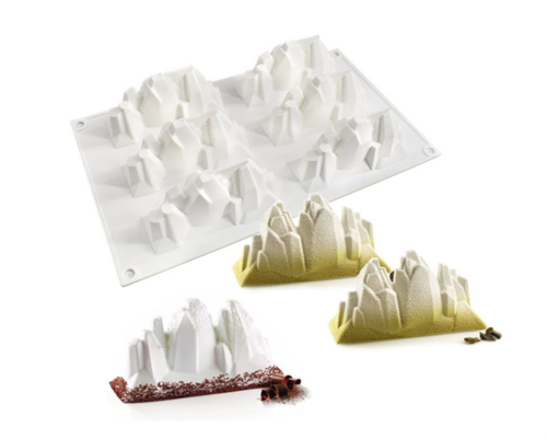 3D Silicone Baking Molds for Cakes, Brownie, French Dessert Mold for Pastry, Ice Cream, Cake Decoration Mold, Mountain Shape, 6 Cavities