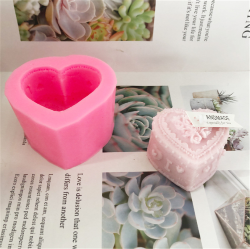 3D Rose Flower Heart Shaped Silicone Fondant Mold for Chocolate Cake Dessert Decoration, Handmade Soap Candle Molds