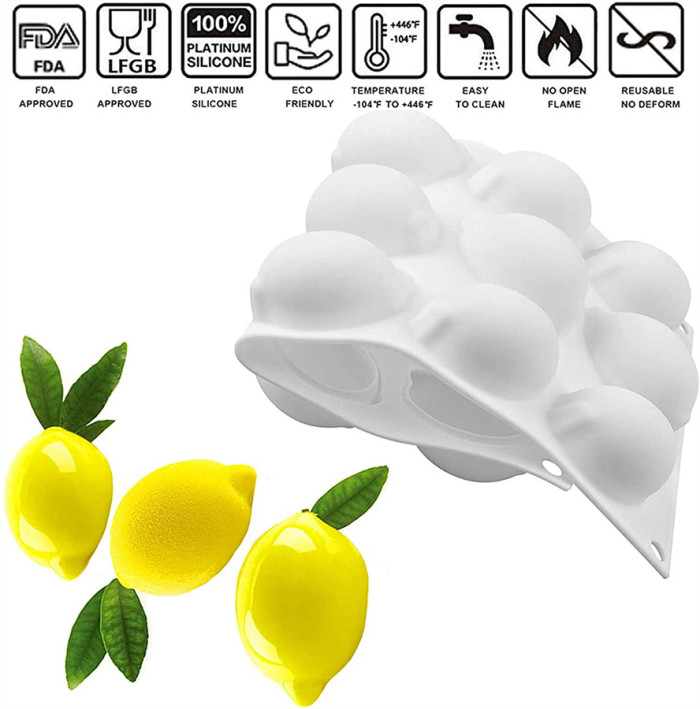 15 Cavity Lemon Shape Cake Mold, Creative Lemon-shaped Silicone Mould, 3D Fruit Shape French Dessert Mousse Molds, Chocolate Pastry Dessert Moulds Cakes Decorating Too for Candles Soaps