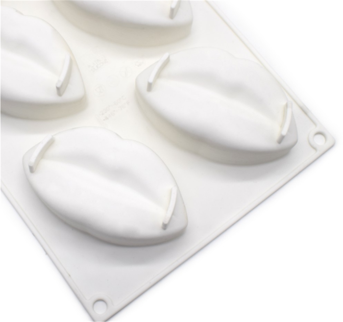 6 Cavities 3D Red Lips Baking Mold Lip Print Kisses Silicone Chocolate Candy Mold Mousse Cake Mold Mini Soap Mold for Soap Making Valentines Day Gift for White