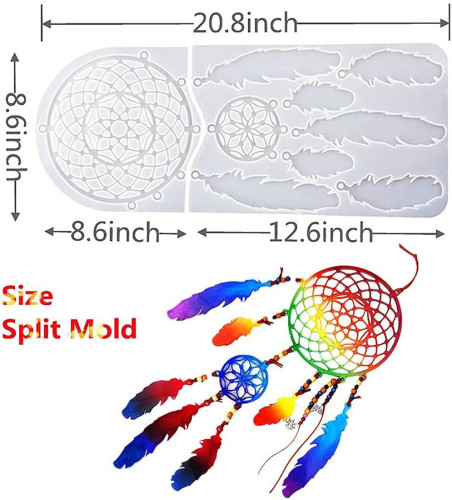 Large Dream Catcher Silicone Molds, DIY Dream Catcher Mold for Resin Mold, Epoxy Resin Casting Feather Pendant for Wall Hanging, Kids Bedroom Decor, Art Craft, Home Decoration