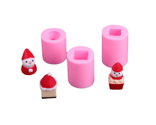 3 Pack Candle Silicone Mold Small Snowman resin mold Christmas snowman mold Aromatherapy Diffuser Stone Decoration Strawberry Snowman Cake Mold