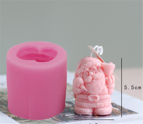 Christmas Silicone Candle Mould Santa Claus 3D Soap Mold Aroma Candle Gypsum Mold Chocolate Molds for Xmas Home Decor(Random color)