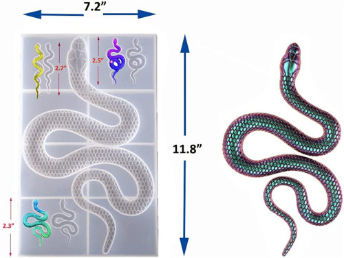 Large Snake Epoxy Casting Mold for Wall Hanging,Home Decoration, with 6 Small Serpent Earring Mold for Jewelry DIY Epoxy Mold for Earring, Keychain Crafts Decoration Making