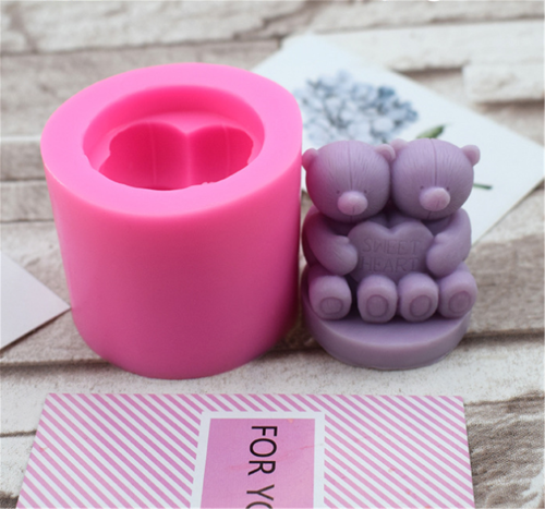 3D Bear Shape Silicone Molds Fondant Cake Border Moulds Chocolate Mould Cake Decorating Tools Kitchen Baking Accessories Silicone Candle molds for Wax Melts