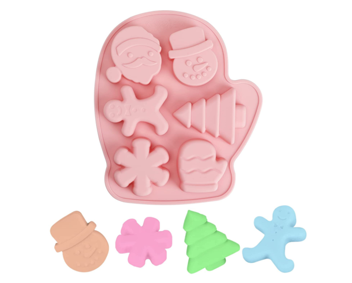 Christmas Silicone Mold with 6 Shapes, Christmas Glove Pattern Large Size Soap Molds Holiday Silicone Molds, Chocolate Bomb Molds Christmas Baking Mold for Homemade DIY