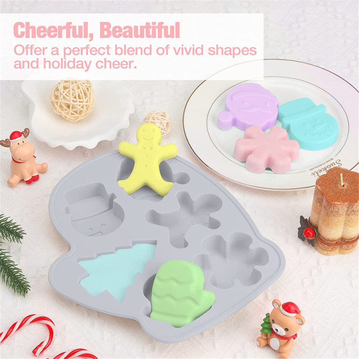 Christmas Silicone Mold with 6 Shapes, Christmas Glove Pattern Large Size Soap Molds Holiday Silicone Molds, Chocolate Bomb Molds Christmas Baking Mold for Homemade DIY